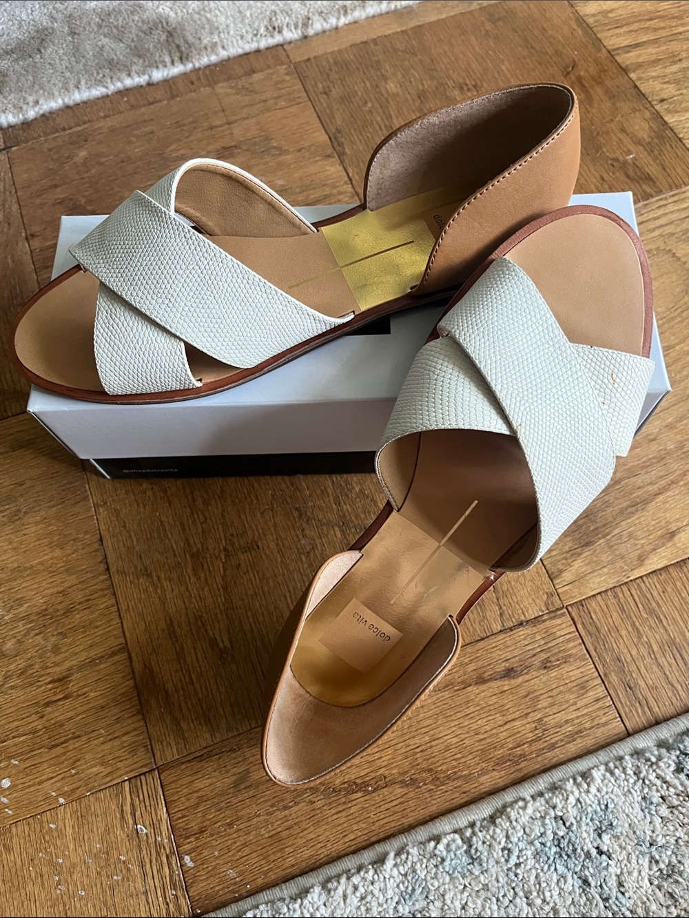 Dolce Vita White Crisscross Slip-On Sandals